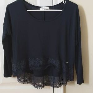 Abercrombie & Fitch Navy Lace Top XS